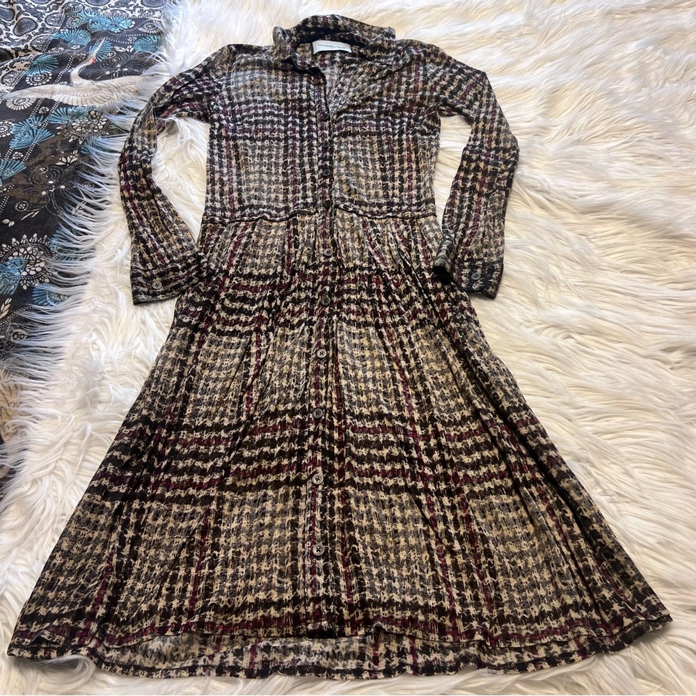 Samantha Sung Long Sleeve Plaid Dress
